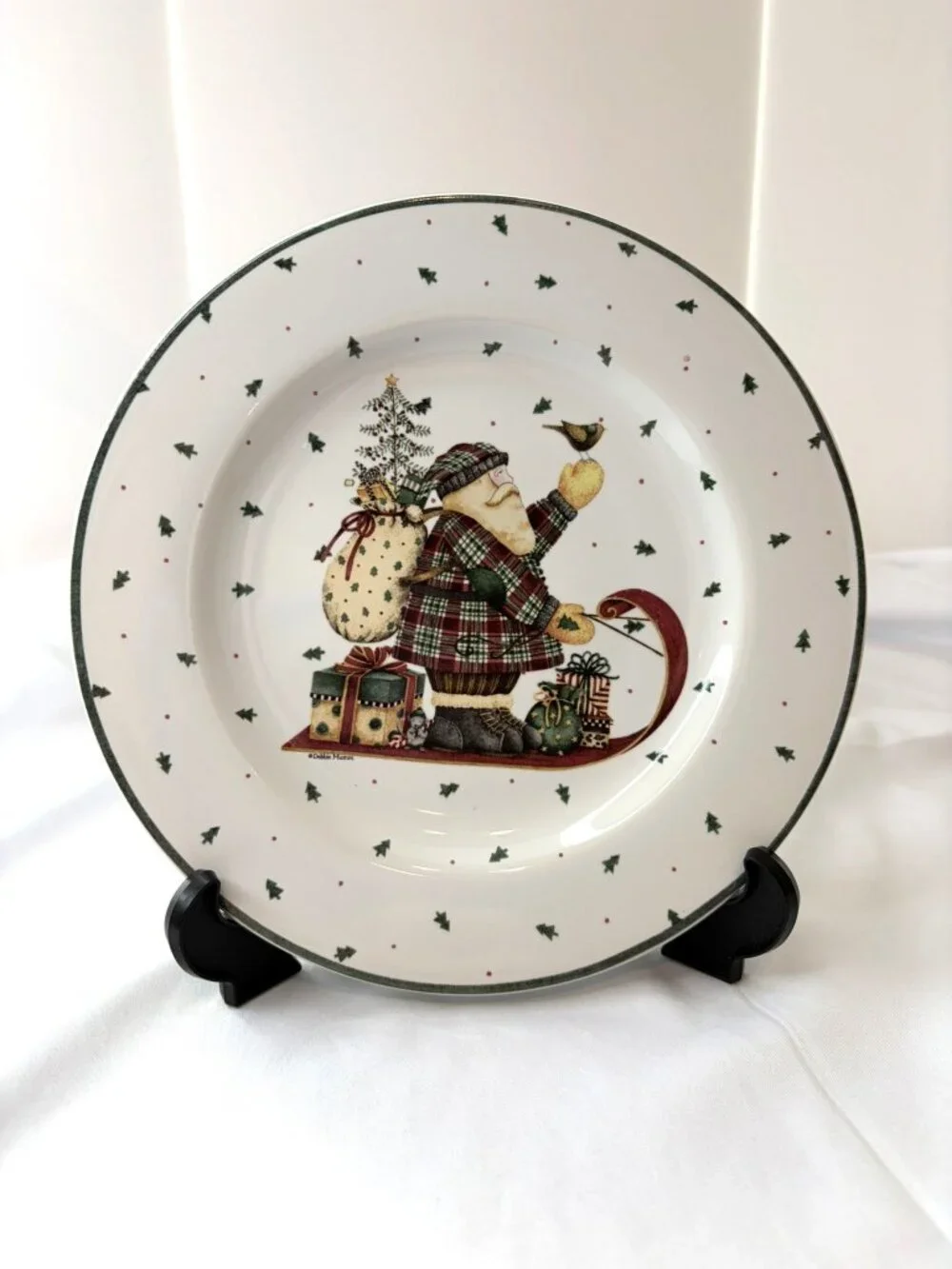 Vintage Debbie Mumm Sledding Characters Christmas Plate 8.25